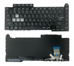 Клавиатура для ноутбука Asus ROG Strix G15 G513RW, чёрная с RGB подсветкой.