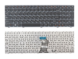 Клавиатура для ноутбука Lenovo B570, G570, V570 черная с серой рамкой