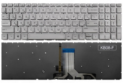 Клавиатура для ноутбука HP Pavilion 15-eh, 15-fc, 17-cn, серебристая с подсветкой