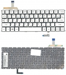 Клавиатура для ноутбука Acer Aspire S7-191, S7-391 серебристая