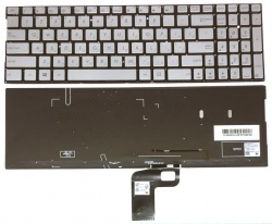 Клавиатура для ноутбука Asus Q504UA серебристая без рамки, с подсветкой