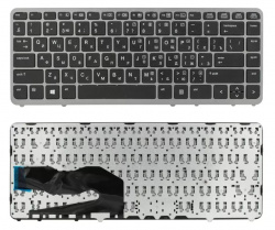 Клавиатура для ноутбука HP 750, 840 G1, 850 G1 черная с серой рамкой